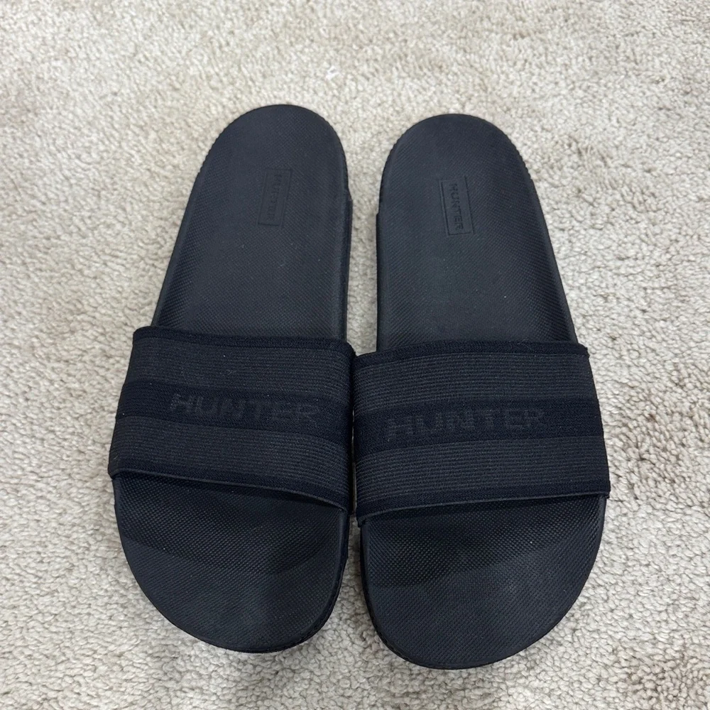 Hunter All-Black Slide Sandals